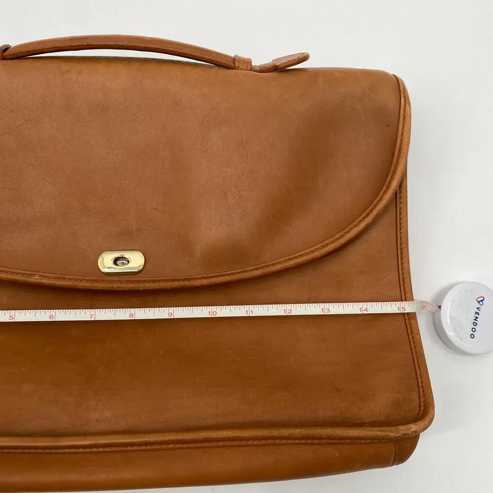 Vintage cognac leather briefcase bag